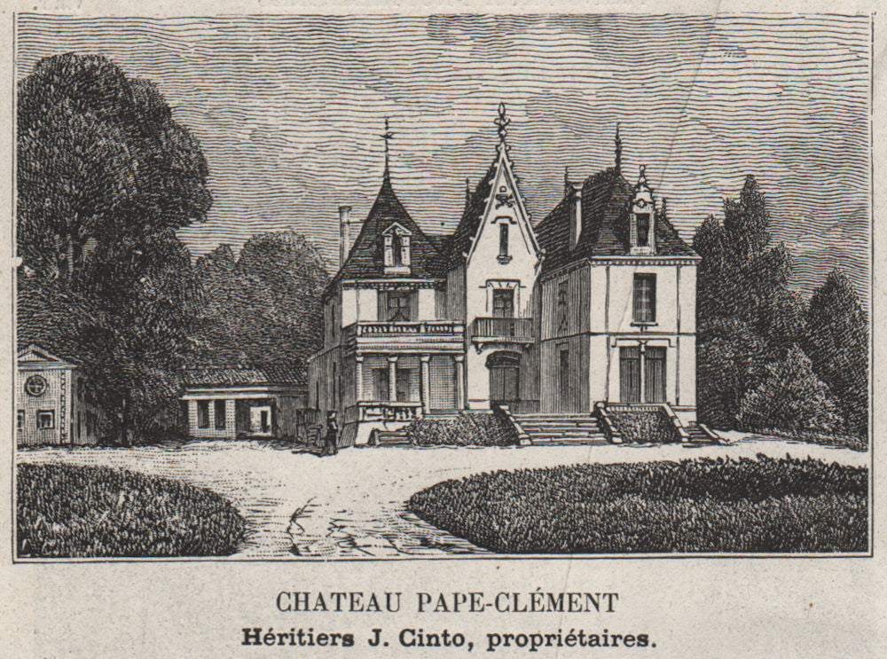GRAVES. PESSAC. Chateau Pape-Clément. Cintos. Bordeaux. SMALL 1908 old print